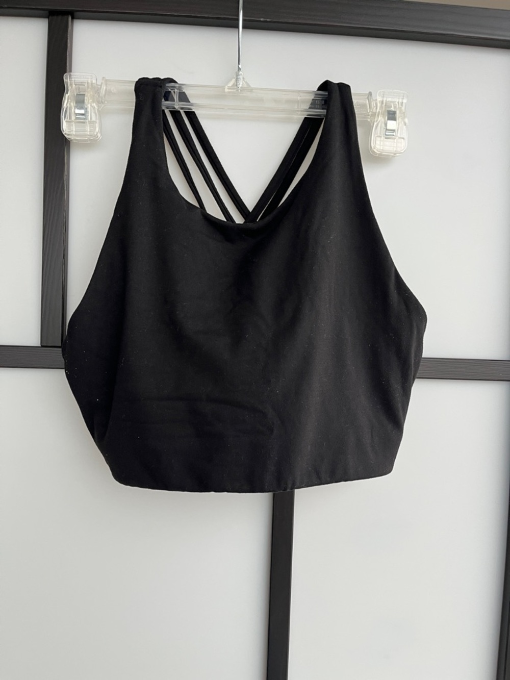 Athleta Black Strappy Back Cropped Sports Tank